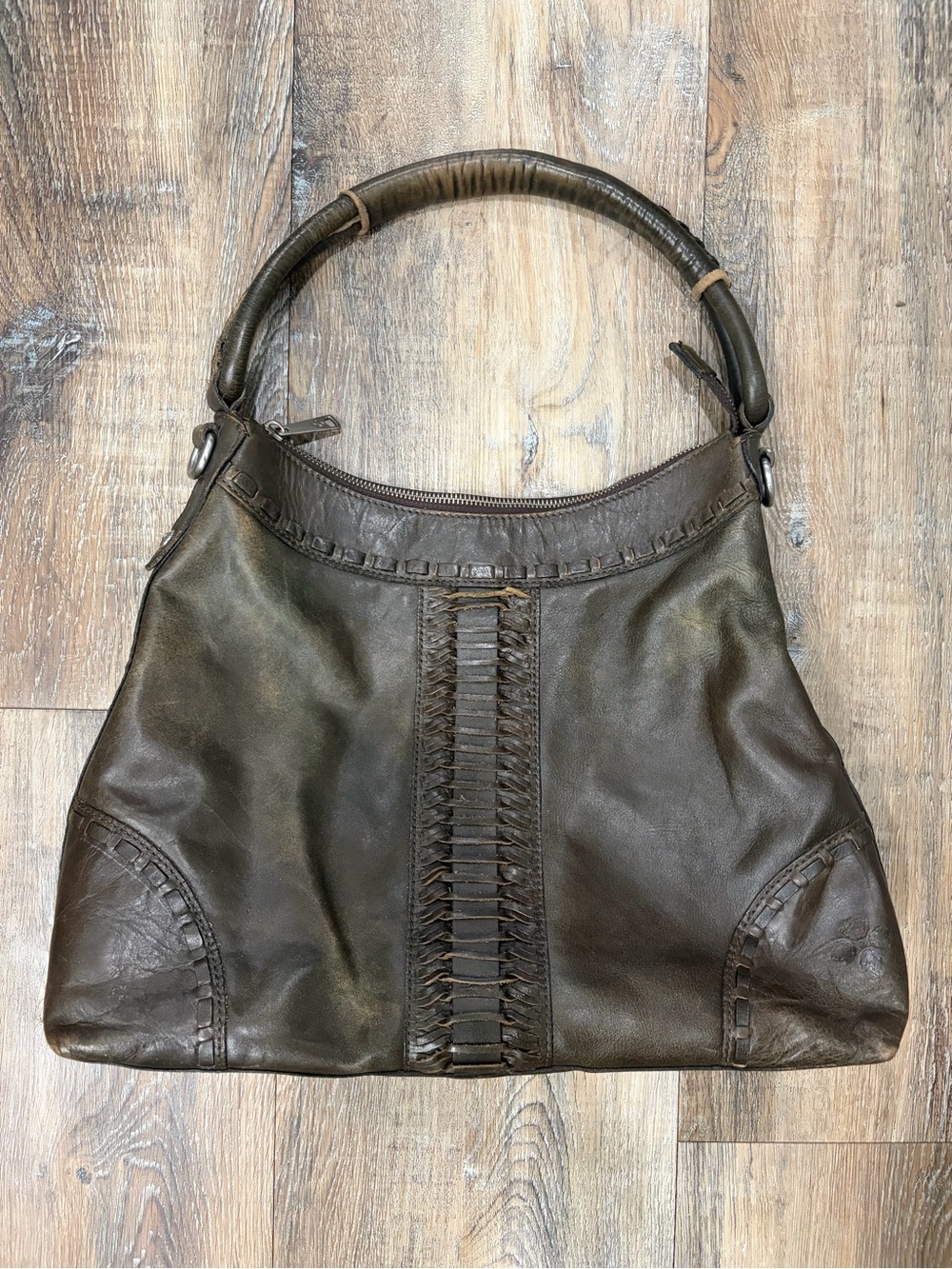 Patricia Nash Classic Women's Leather Hobo Bag - Olive Brown